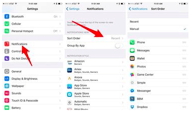 Как изменить порядок уведомлений в iOS 9?