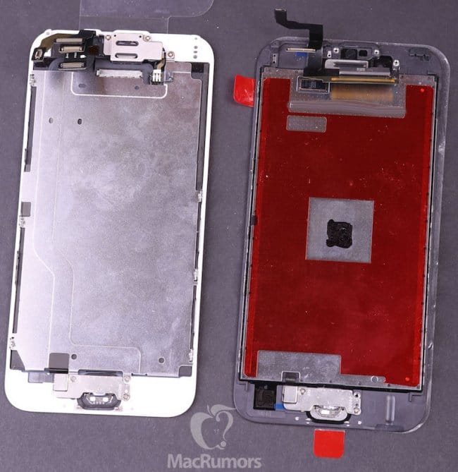 Передняя панель iPhone 6S с таинственным чипсетом немного больше, чем у предшественника